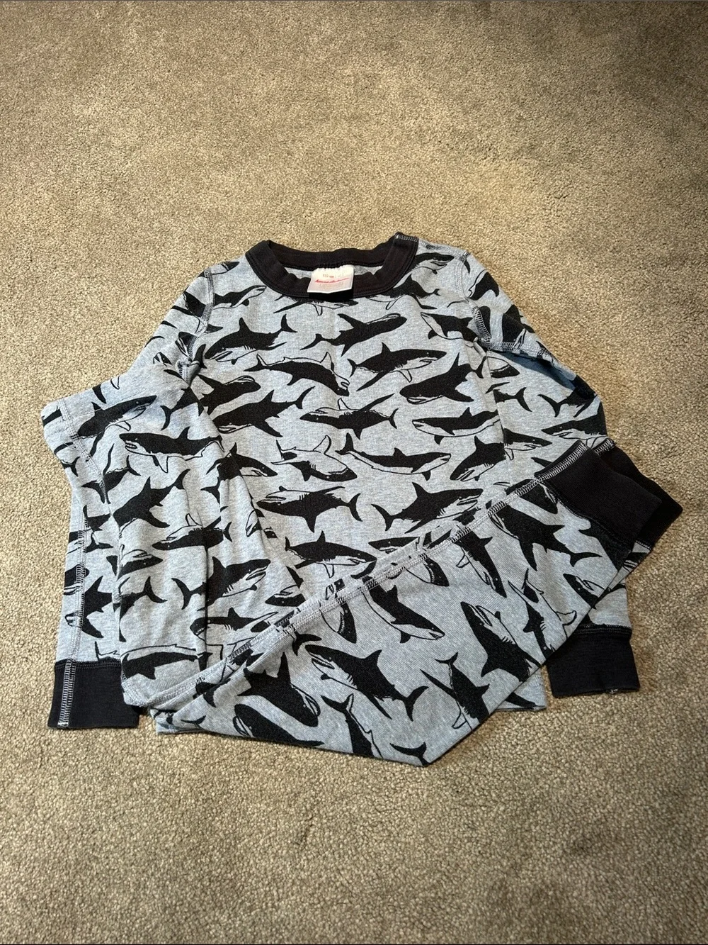 Hanna Andersson Shark Print Long Sleeve Top - Gray & Black